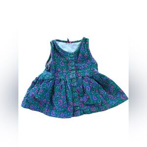 VTG floral corduroy dress romper 80s 90s 2T